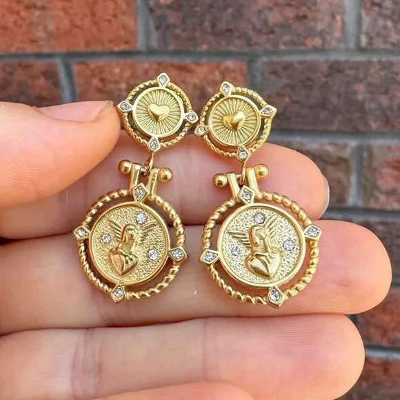 Angel Wing 18K Gold Plated Stainless Steel Waterproof Earrings - Picture 12 of 14